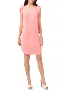 NWT Vince Camuto Flutter Shoulder Crinkle Twill Dress